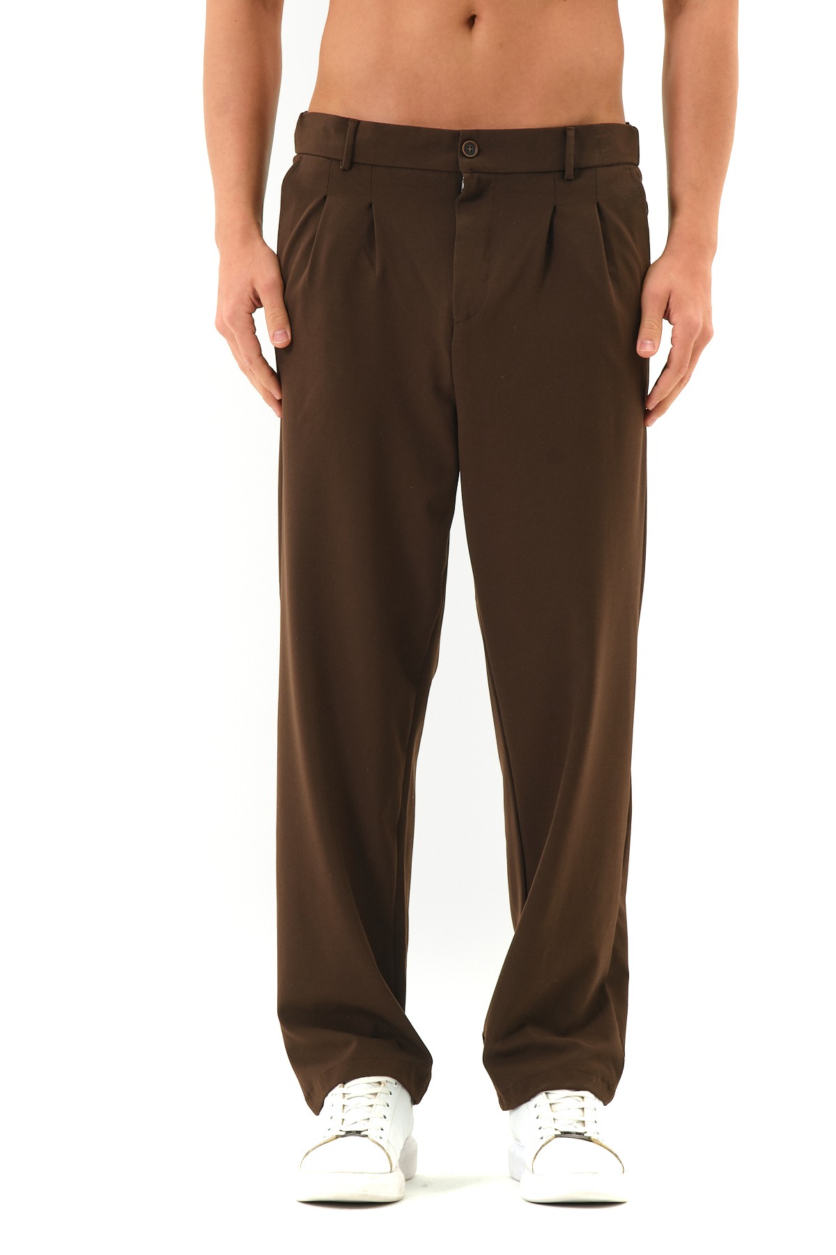Oversize Kumaş Pantolon - Kahverengi