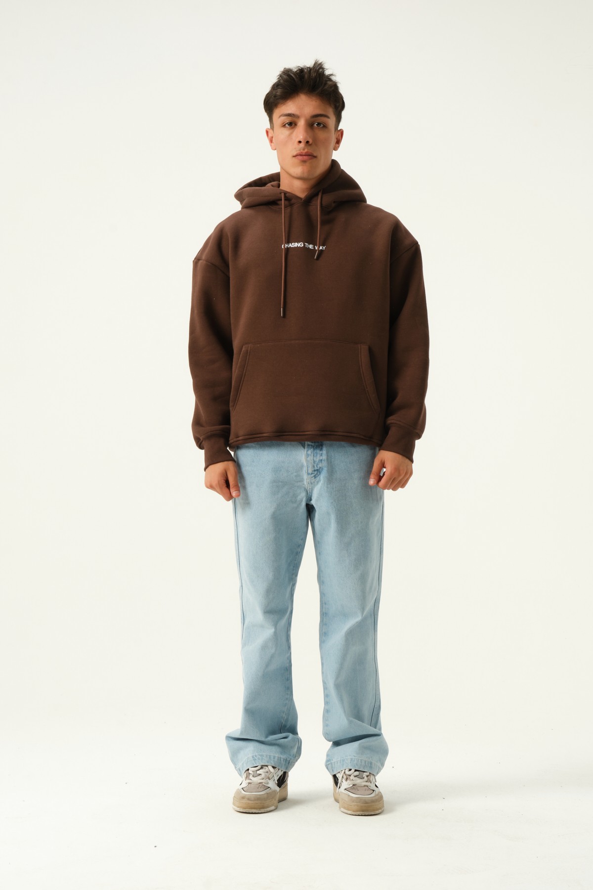 Chasing The Way Baskılı Oversize Hoodie