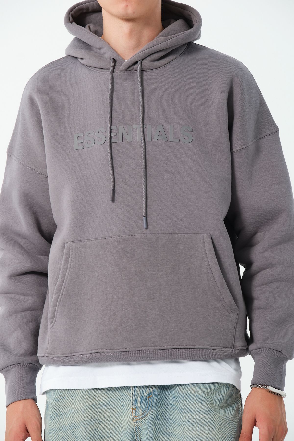 Essentials Enjeksiyon Baskılı Oversize Hoodie