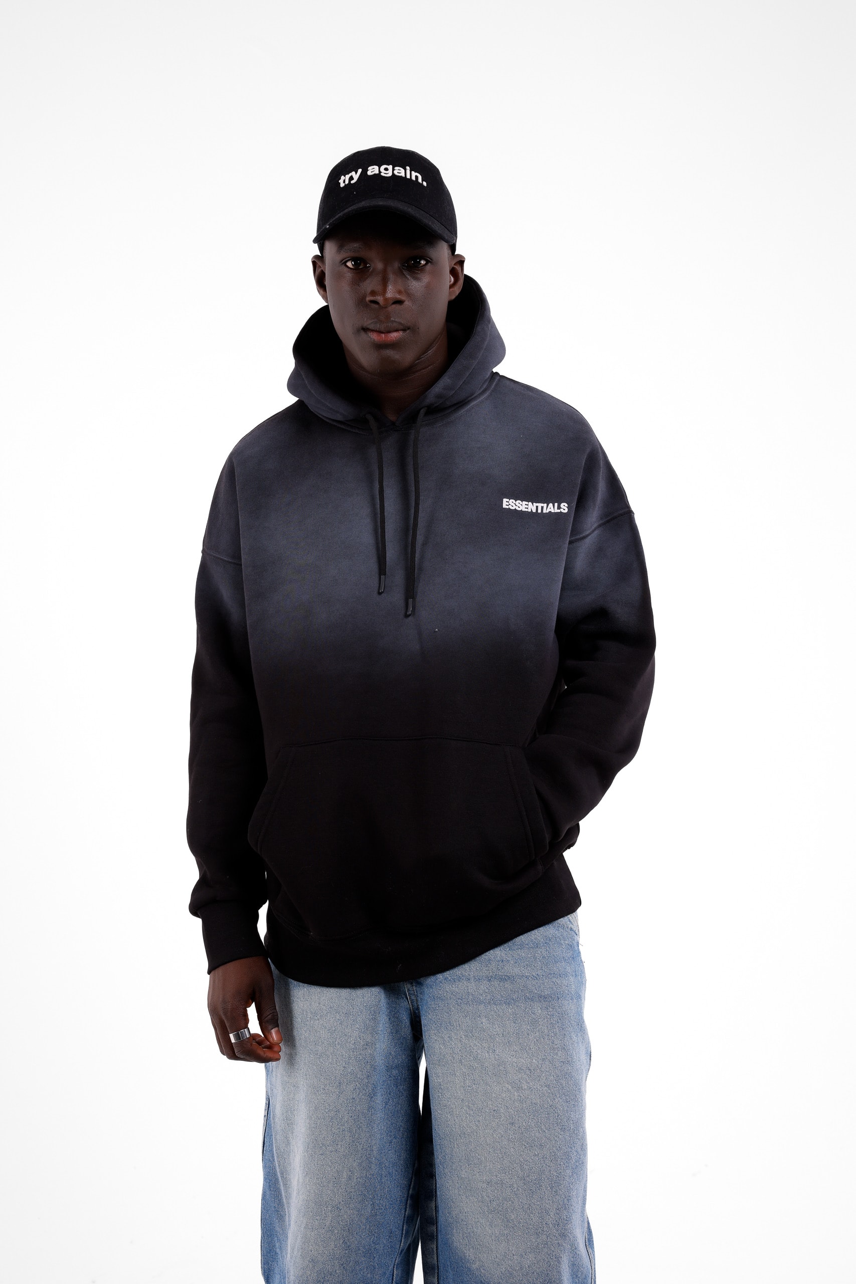 ESSENETIALS Baskılı Çift Renk Sweatshirt - Siyah