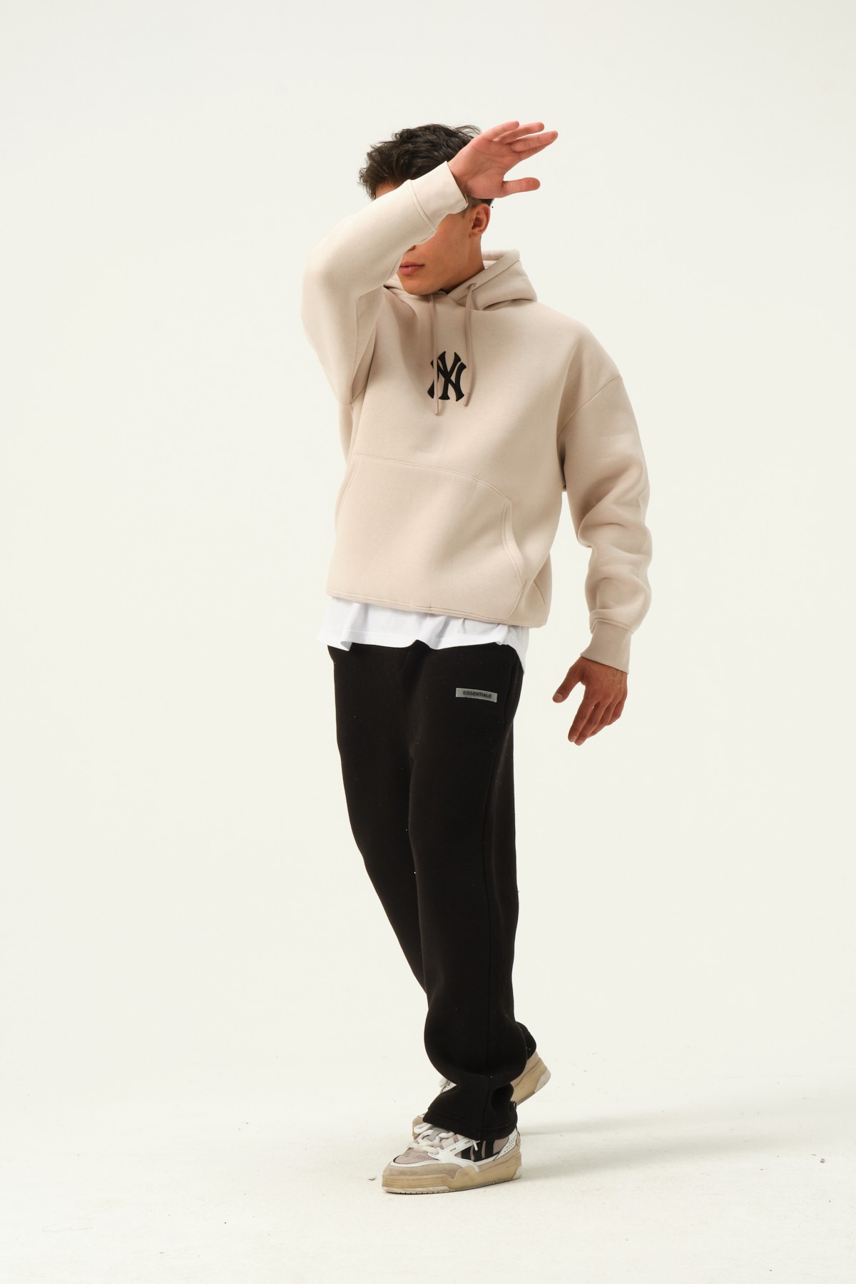 NY Baskılı Oversize Hoodie