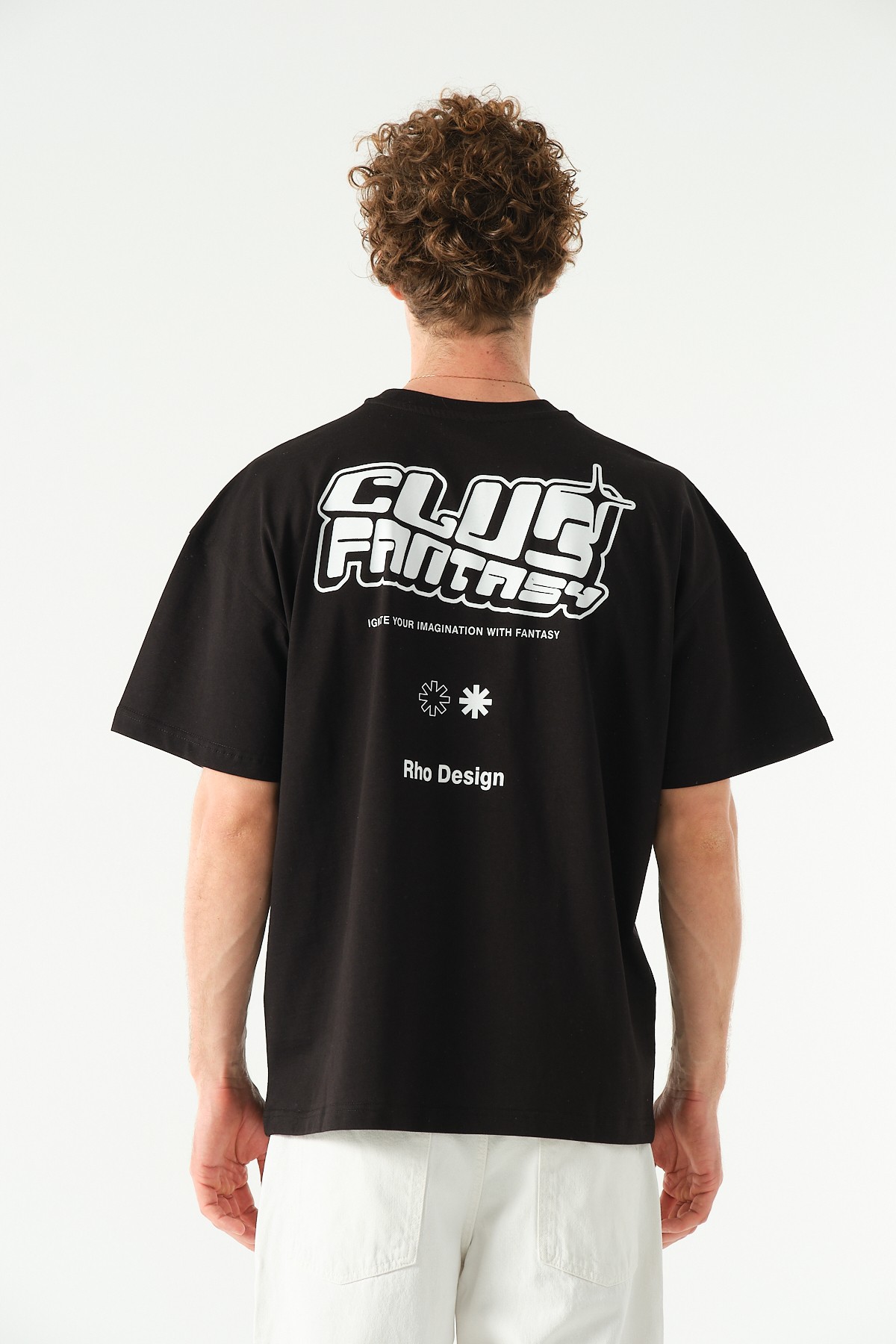 Club Fantasy Baskılı Oversize T-shirt - Siyah