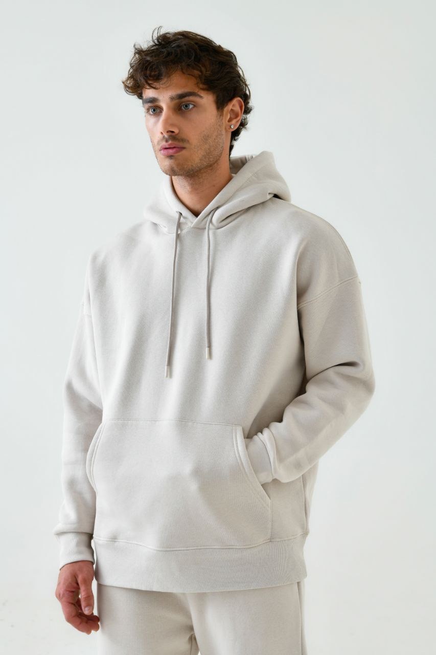 Basic Oversize Hoodie - Açık Bej