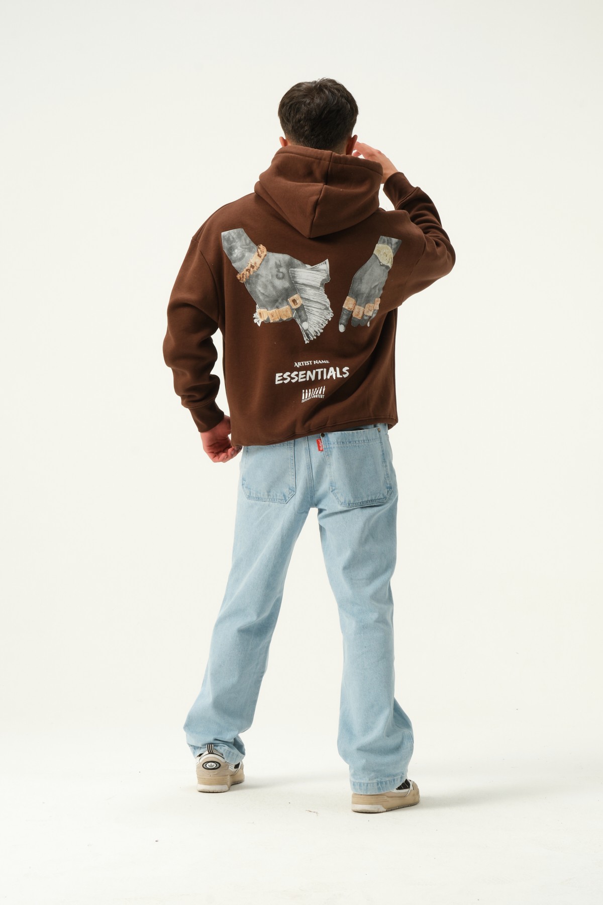 Artist Name Essentials Baskılı Oversize Hoodie