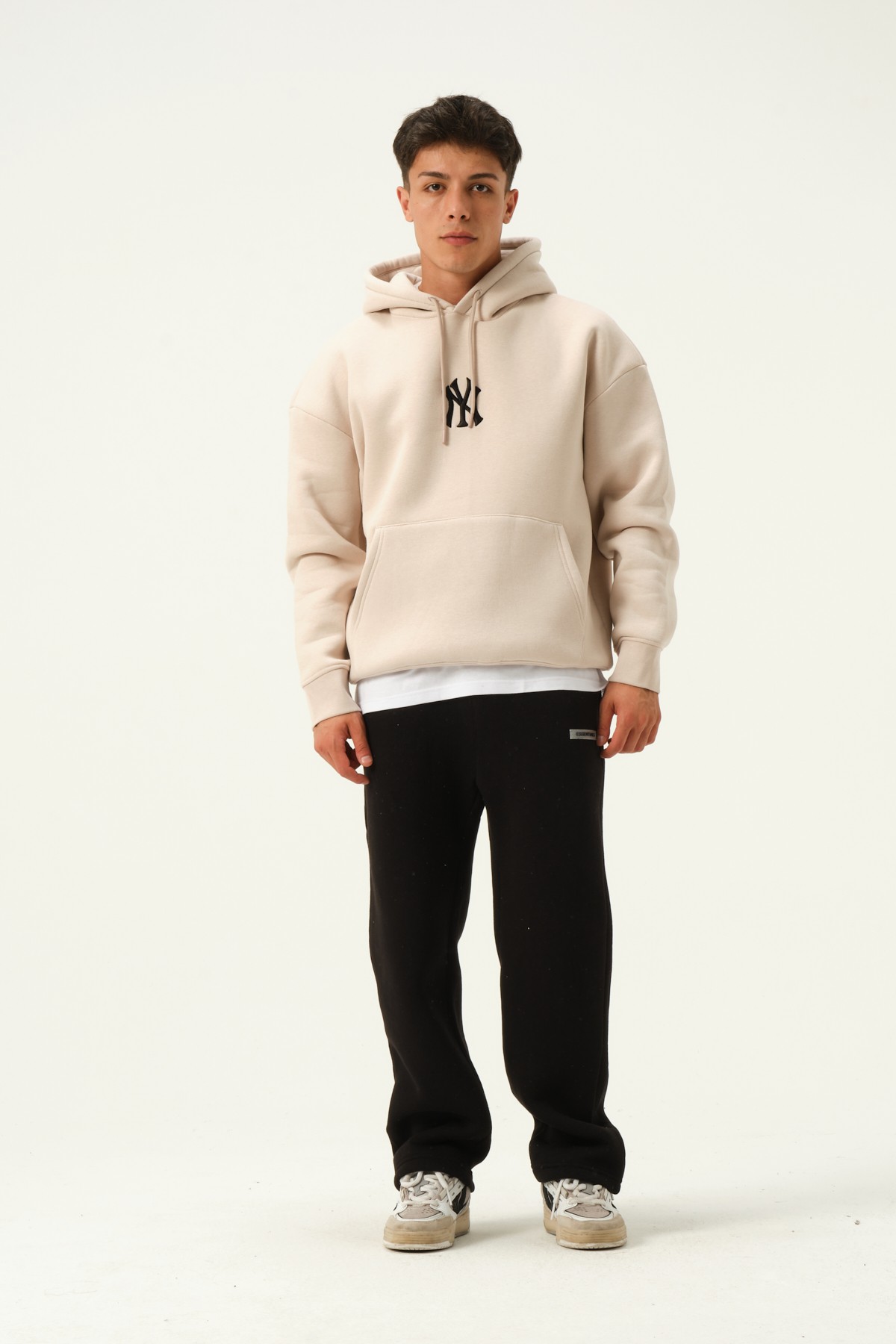 NY Baskılı Oversize Hoodie