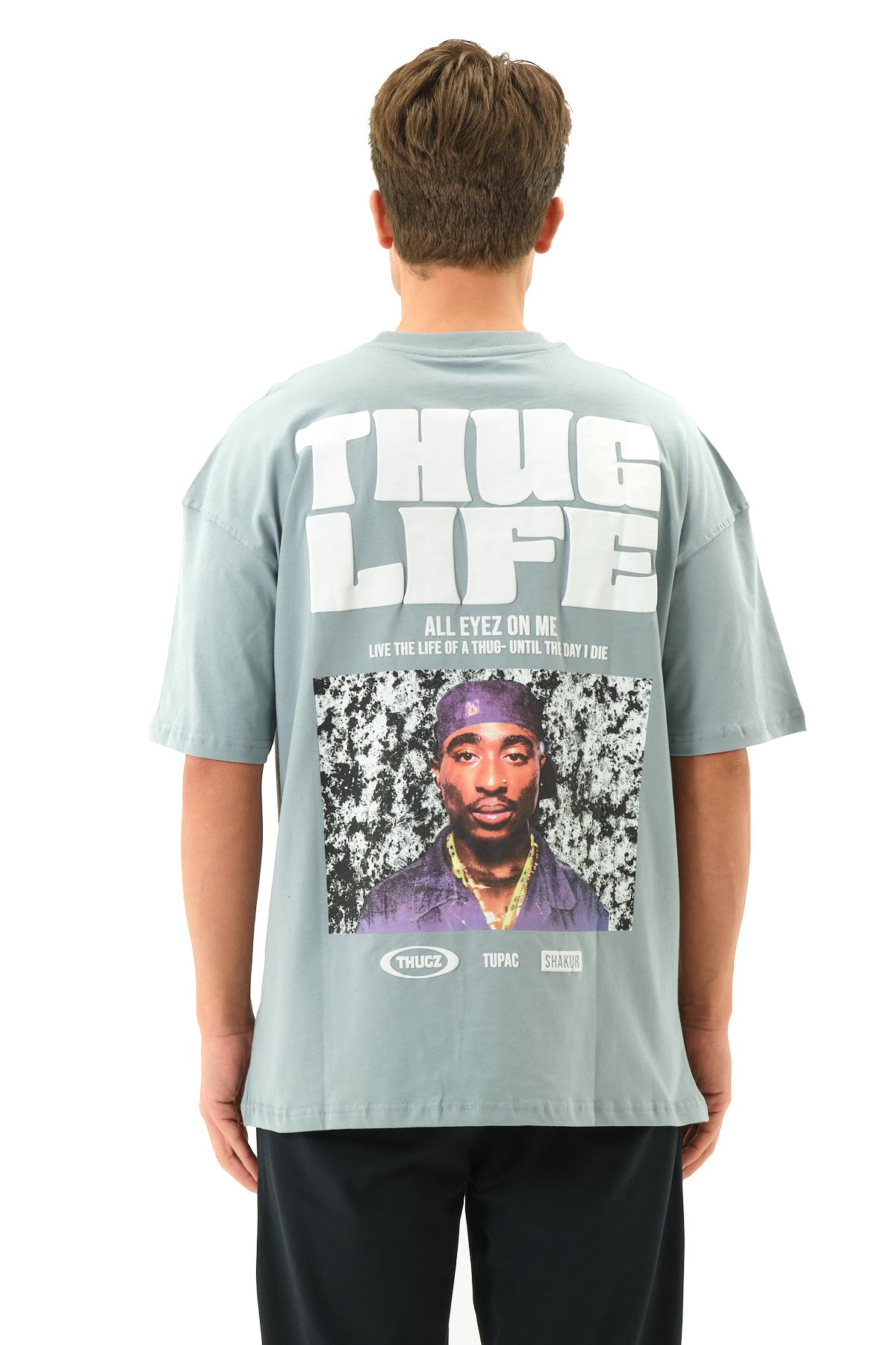 ThugLife Baskılı Oversize T-shirt - Açık Yeşil