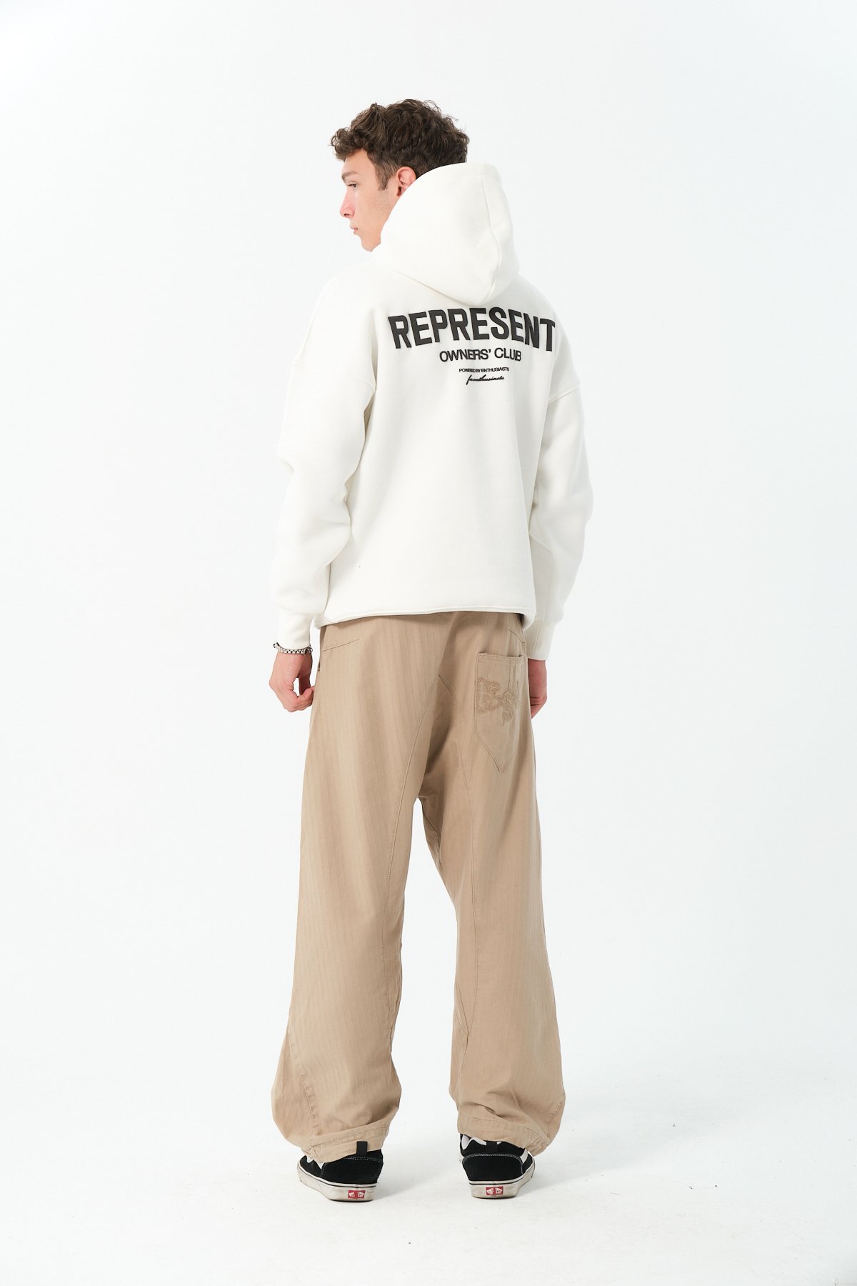 Represent Baskılı Oversize Hoodie - Beyaz