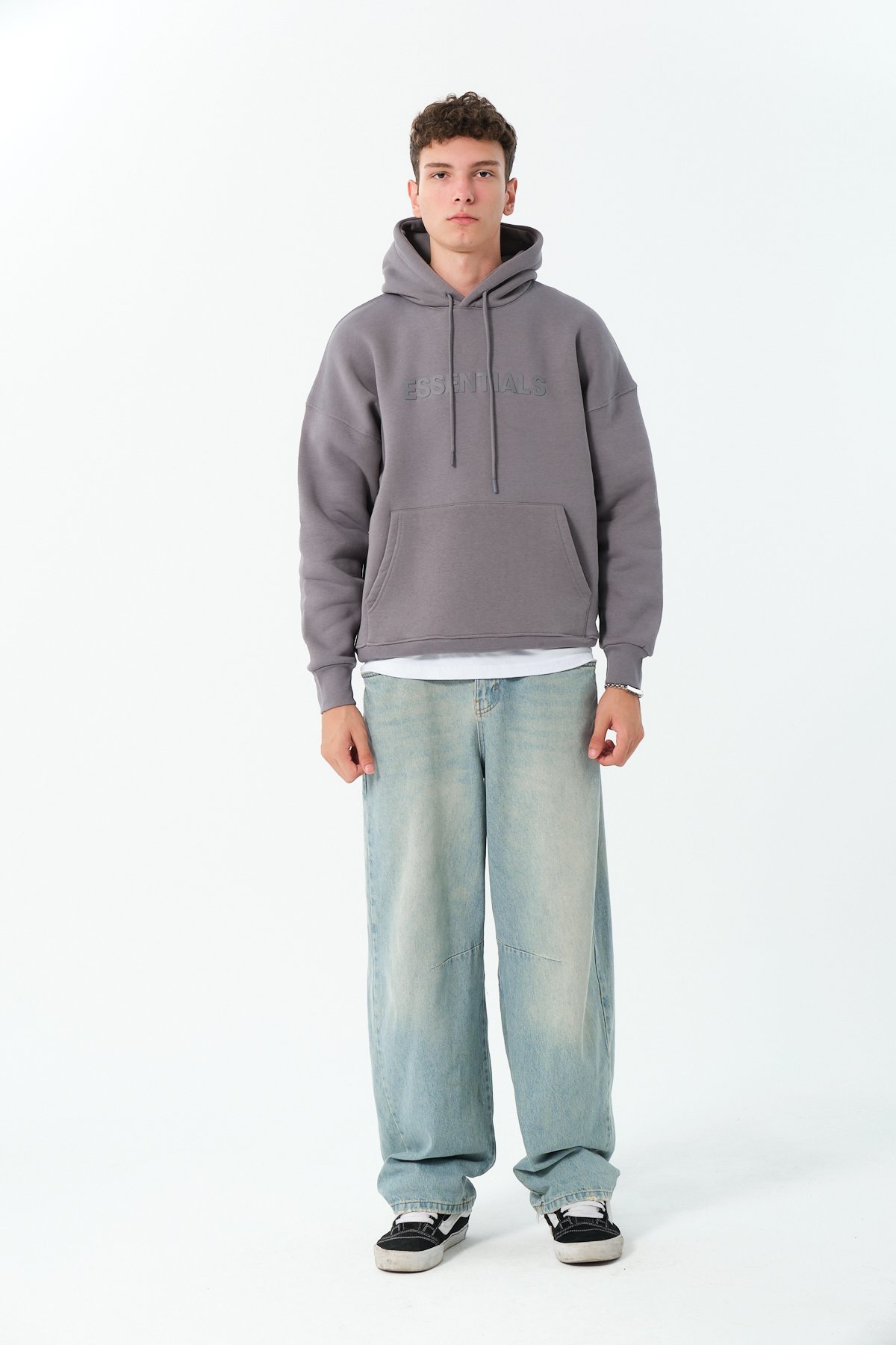 Essentials Enjeksiyon Baskılı Oversize Hoodie