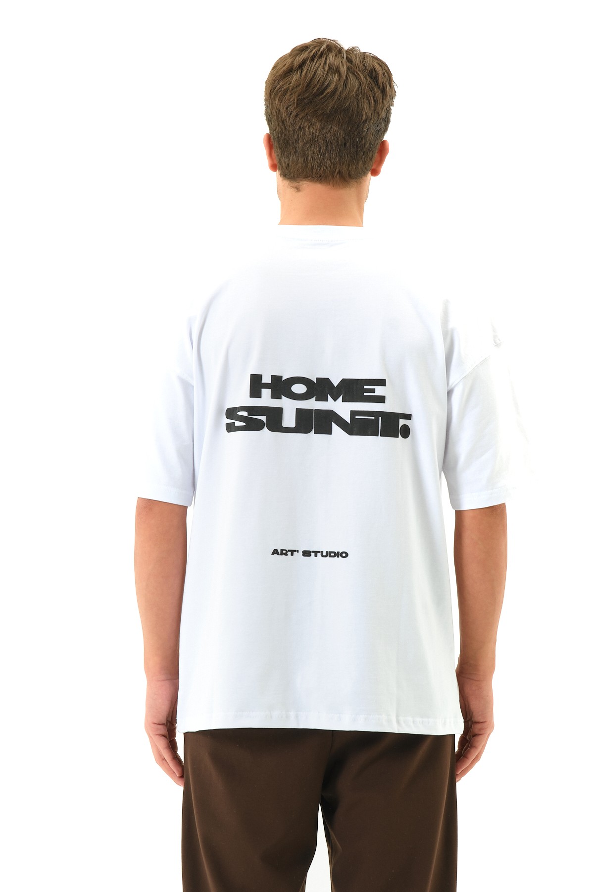 Home Baskılı Oversize T-shirt - Beyaz