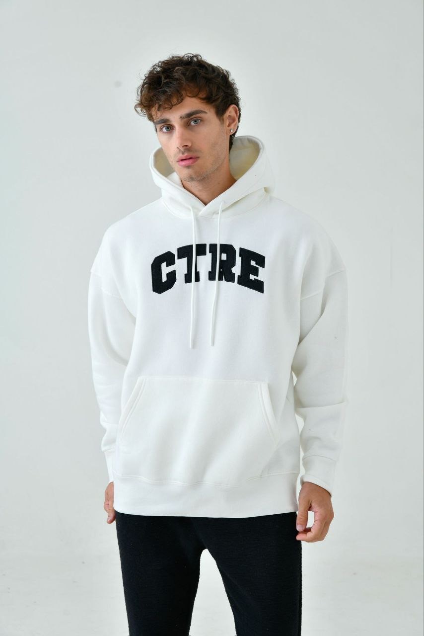 CTRE Oversize Baskılı Hoodie - Beyaz