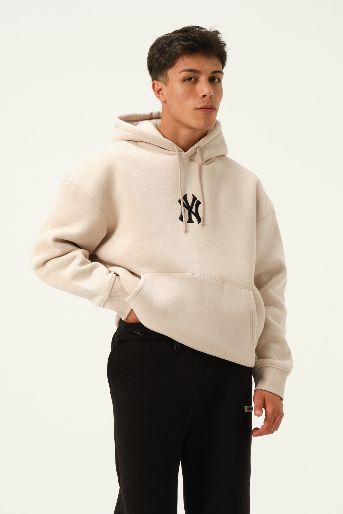 NY Baskılı Oversize Hoodie