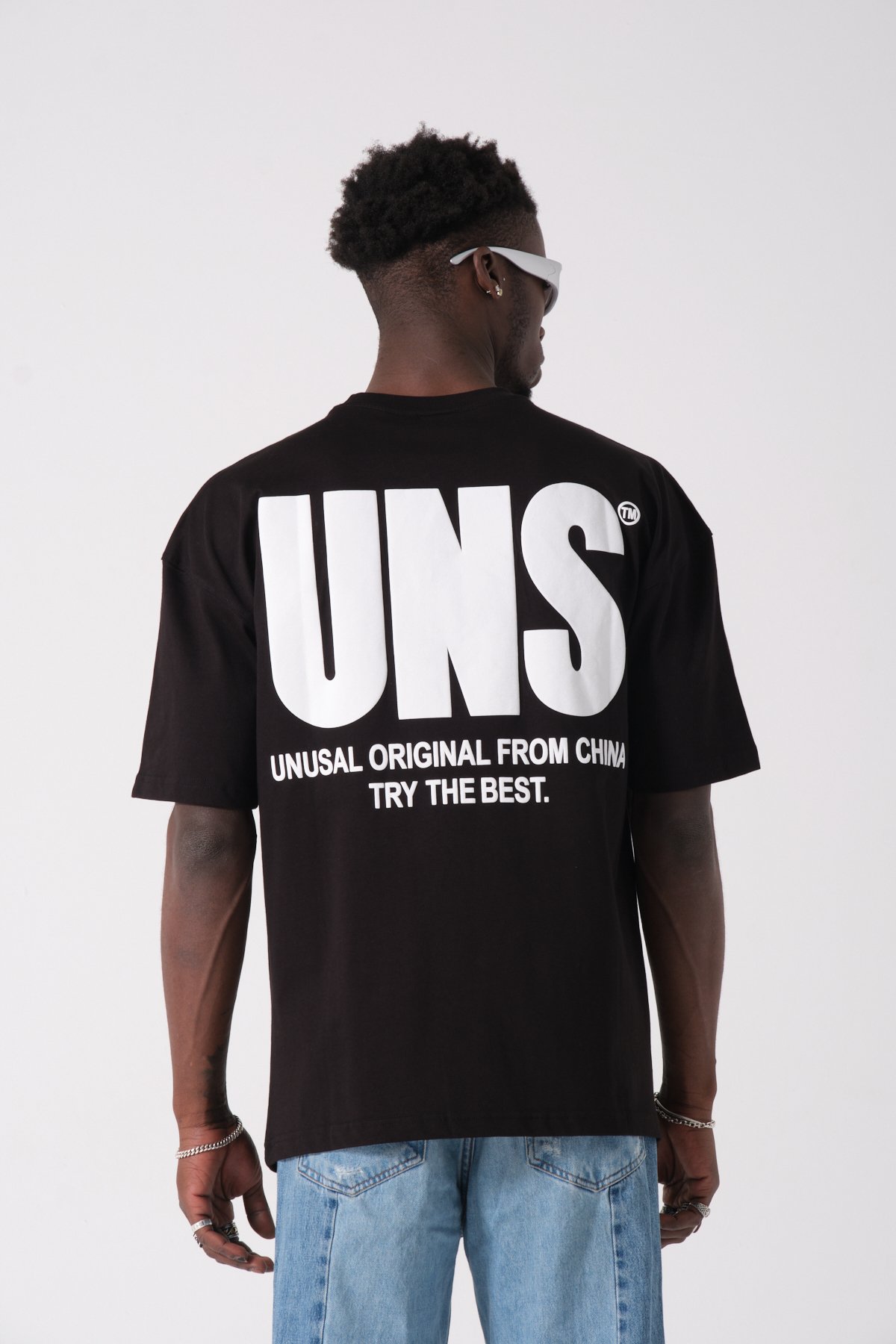 UNS Baskılı Oversize T-shirt - Siyah