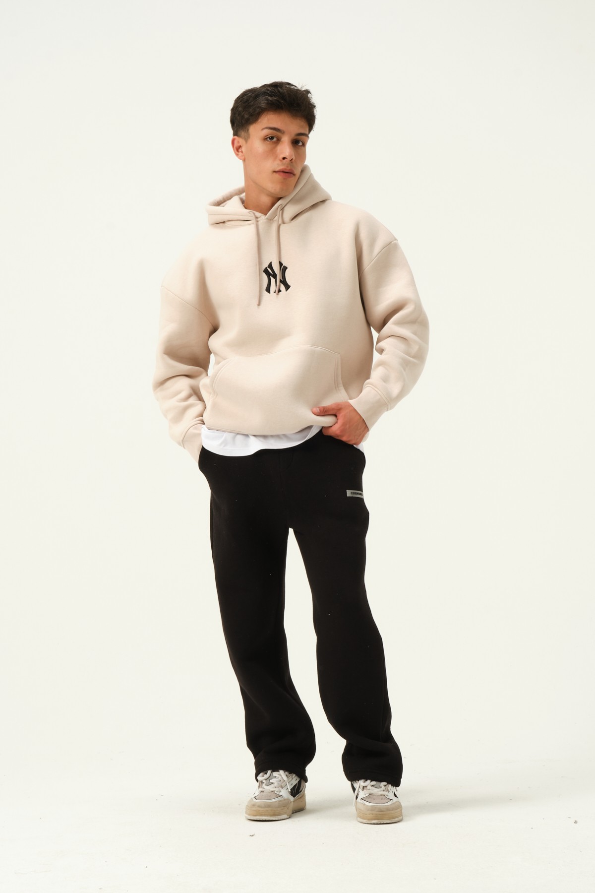 NY Baskılı Oversize Hoodie