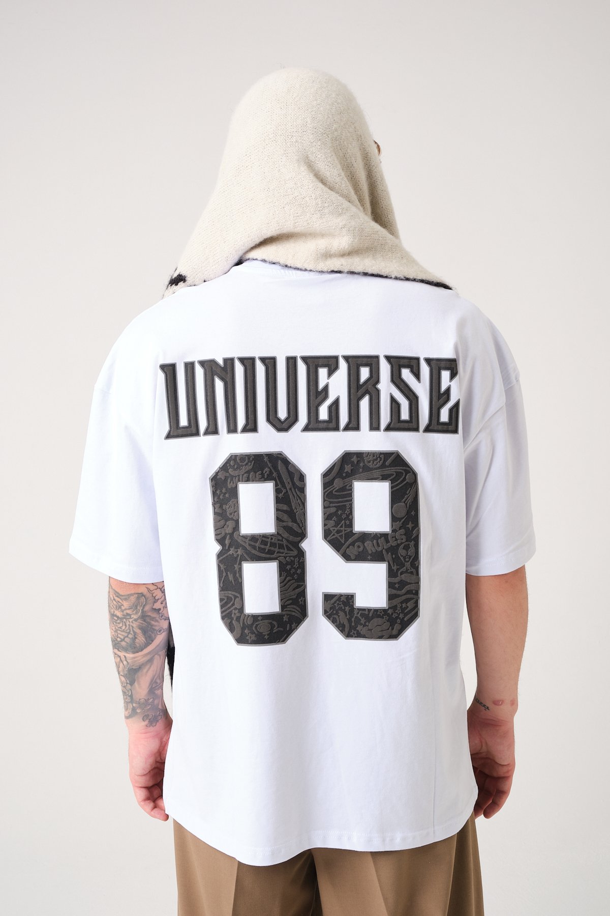 Universe Baskılı Oversize T-shirt