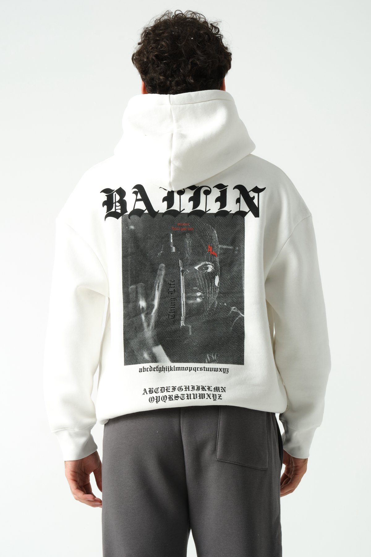 Ballin Baskılı Oversize Hoodie