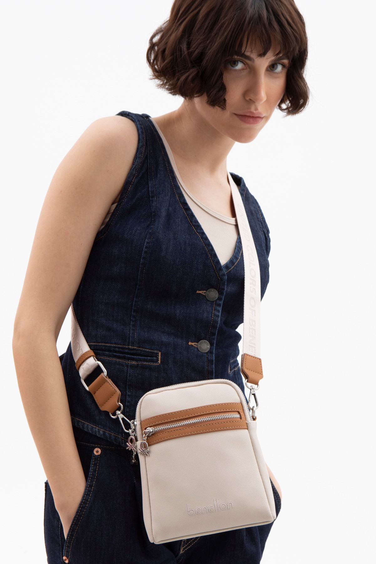 Benetton Kadın Çapraz Çanta BNT_1584 - Bej-Camel
