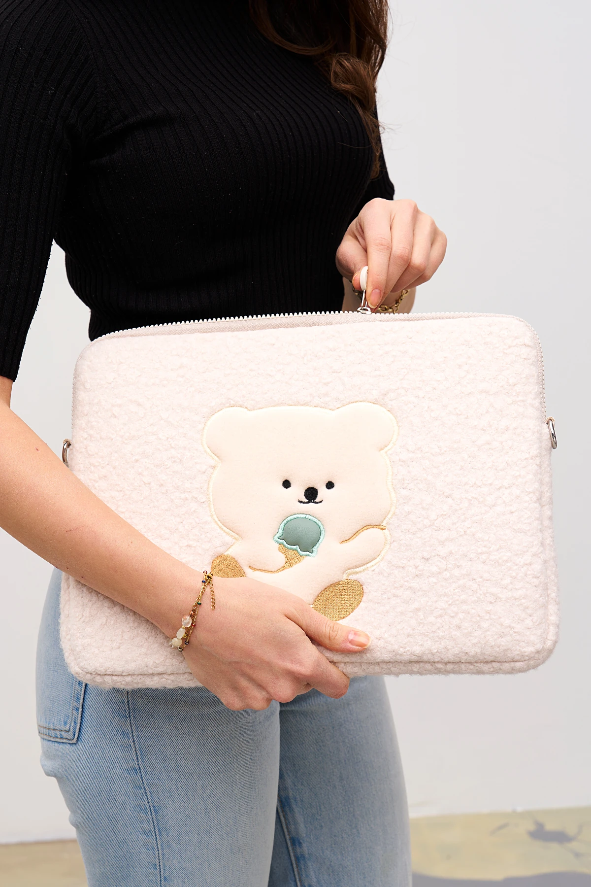 Teddy Bear Laptop Kılıfı 13" & 14" İnç Uyumlu - Bej