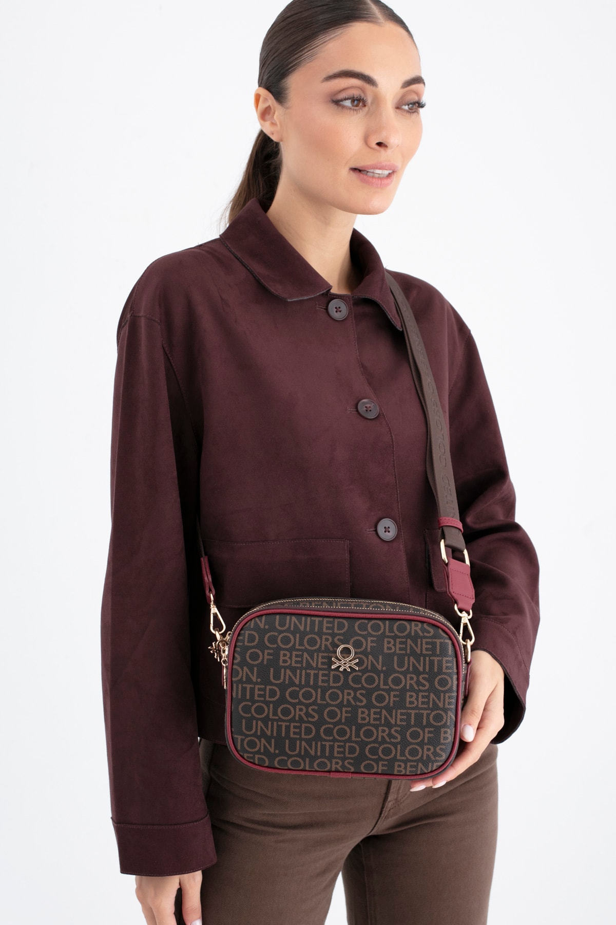 Benetton Kadın Çapraz Çantası BNT_1696 - Kahve-Bordo