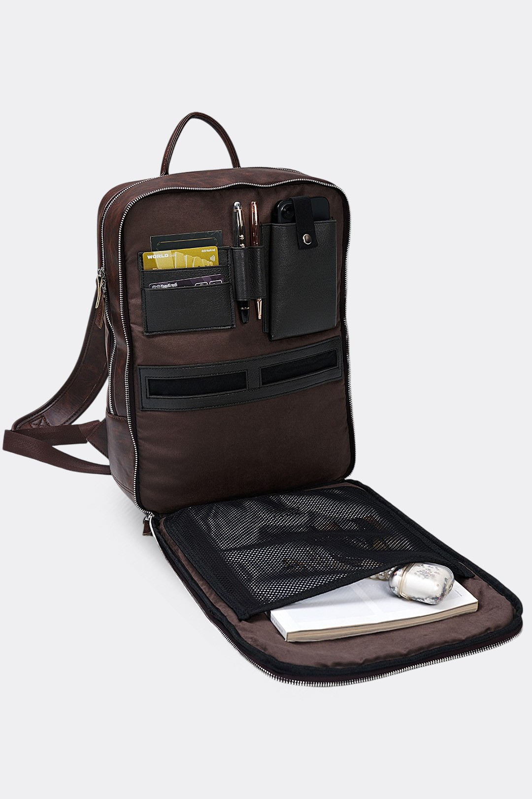 Organizer Premium Deri Sırt Laptop Çantası Unisex