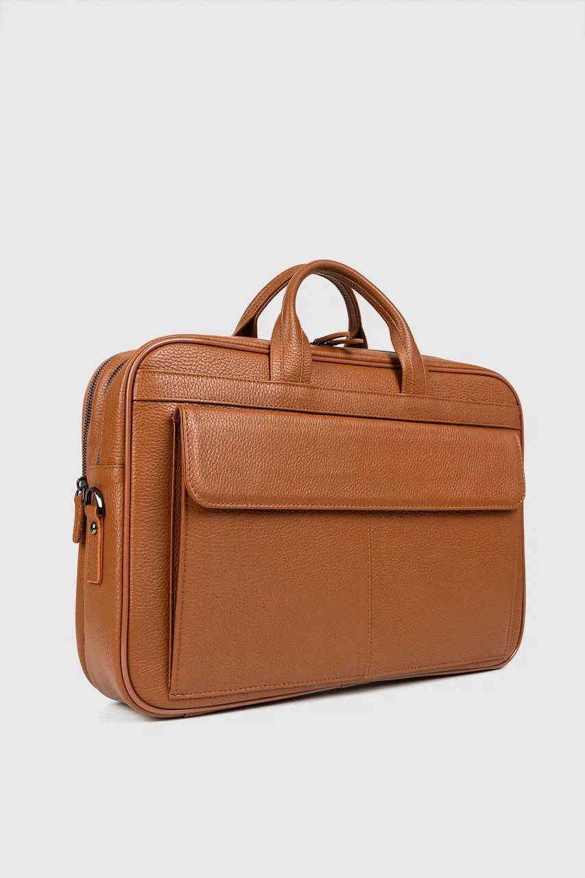 Hakiki Deri Unisex Evrak Çantası Laptop Bölmeli 16" & 17" Inç - Taba