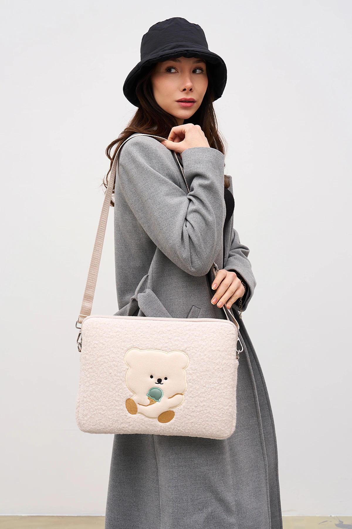 Teddy Bear Laptop Kılıfı 13" & 14" İnç Uyumlu - Bej