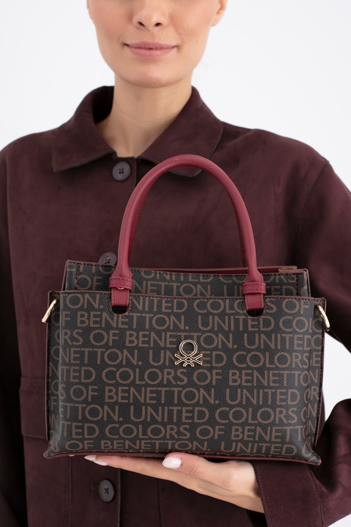 Benetton Kadın El Çantası BNT_1693 - Kahve-Bordo