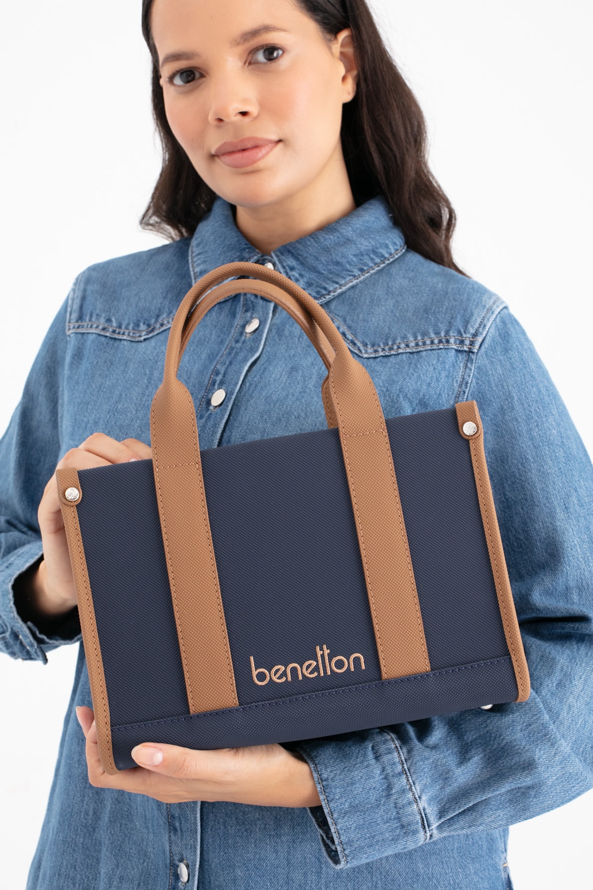 Benetton Kadın El Çantası BNT_1670 - Lacivert-Camel