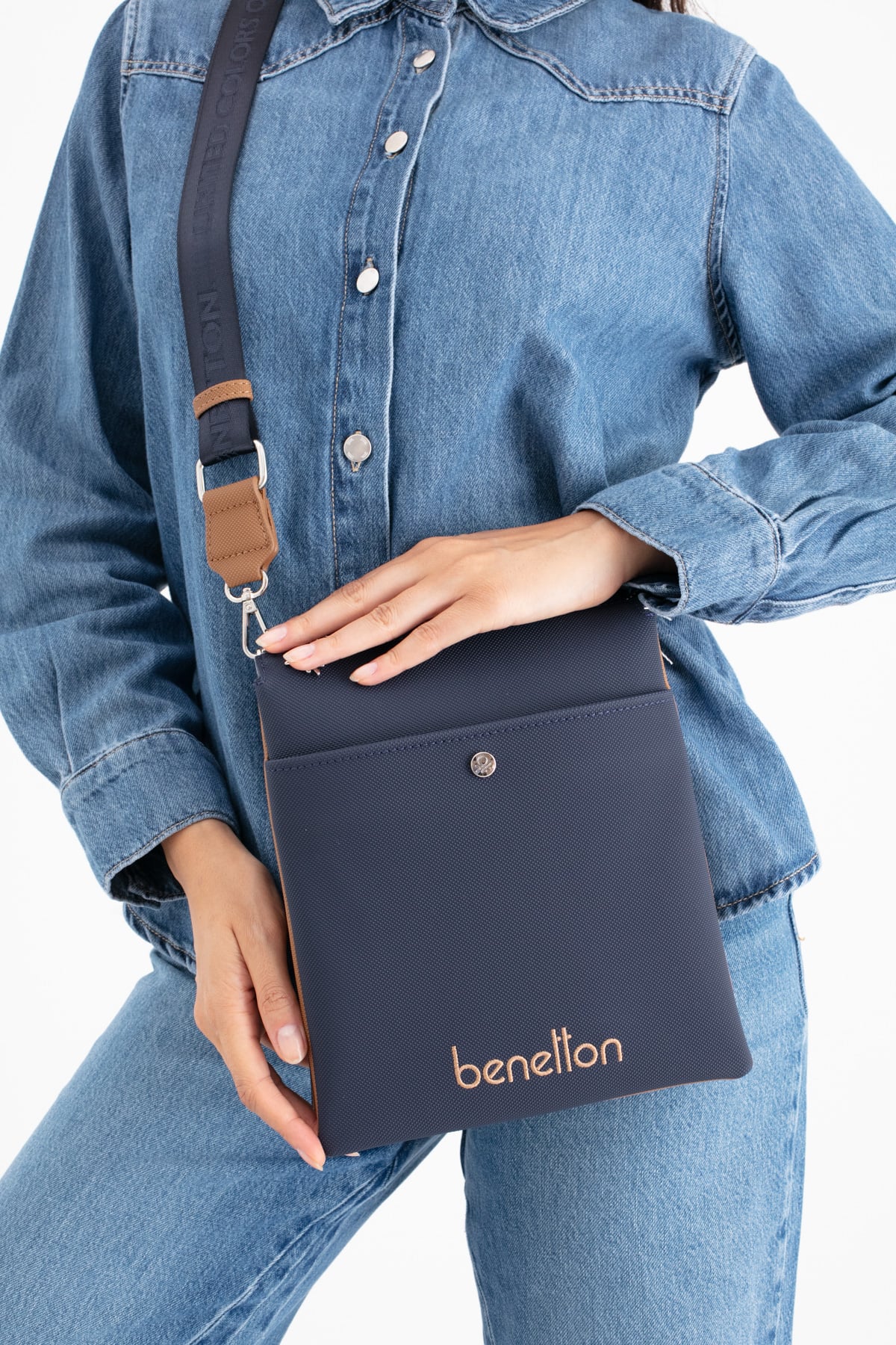 Benetton Kadın Çapraz Çanta BNT_1672 - Lacivert-Camel
