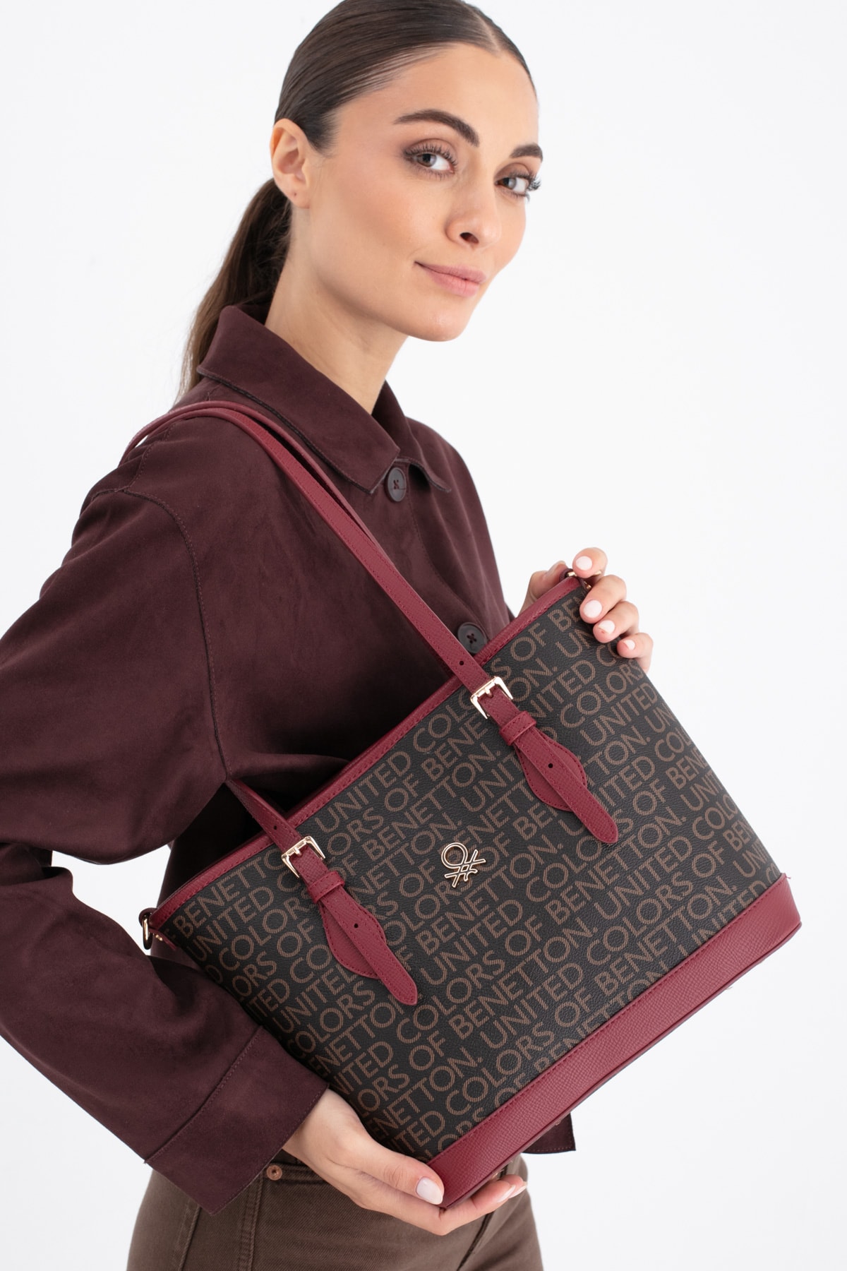 Benetton Kadın Omuz Çantası BNT_1674 - Kahve-Bordo