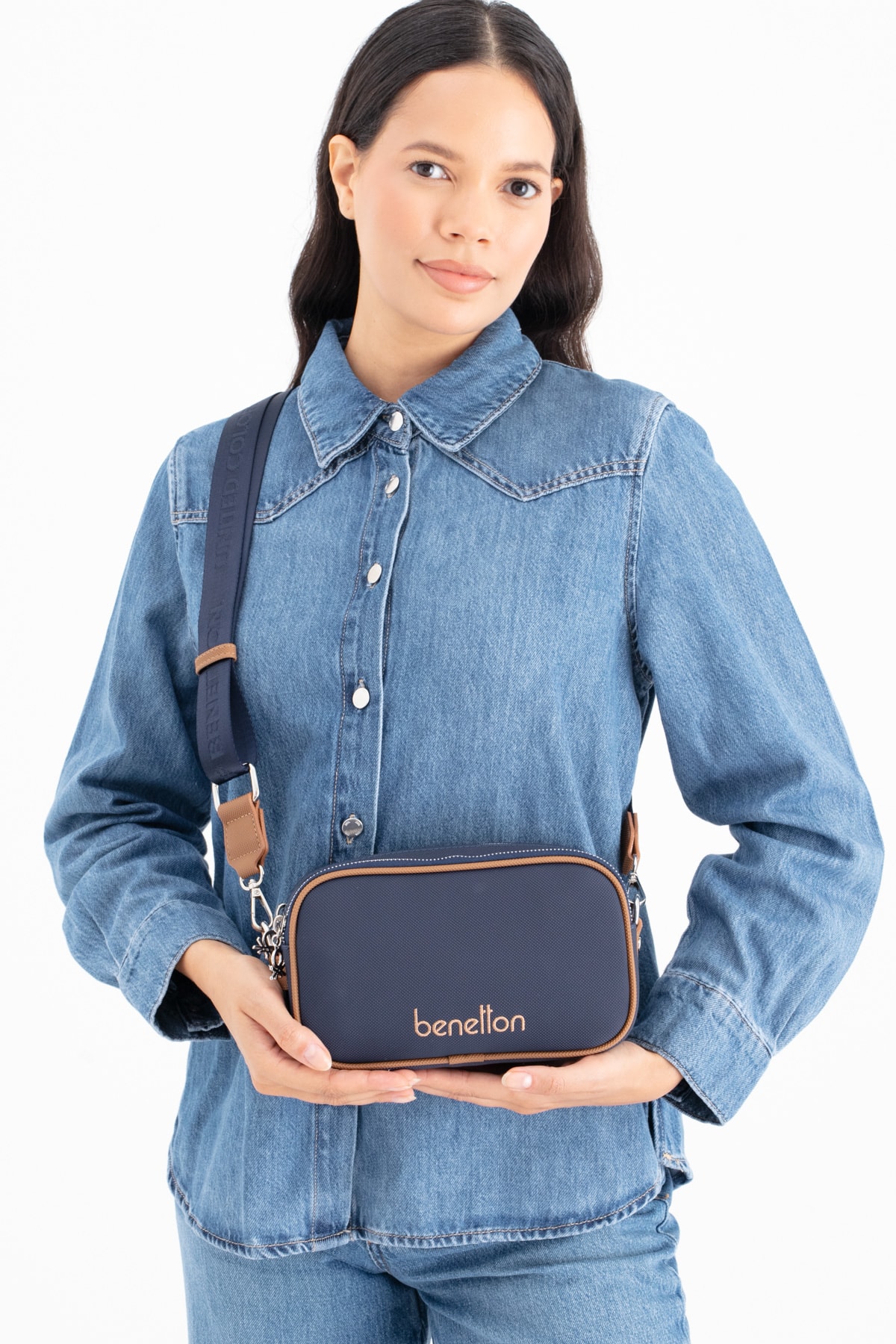 Benetton Kadın Çapraz Çanta BNT_1682 - Lacivert-Camel