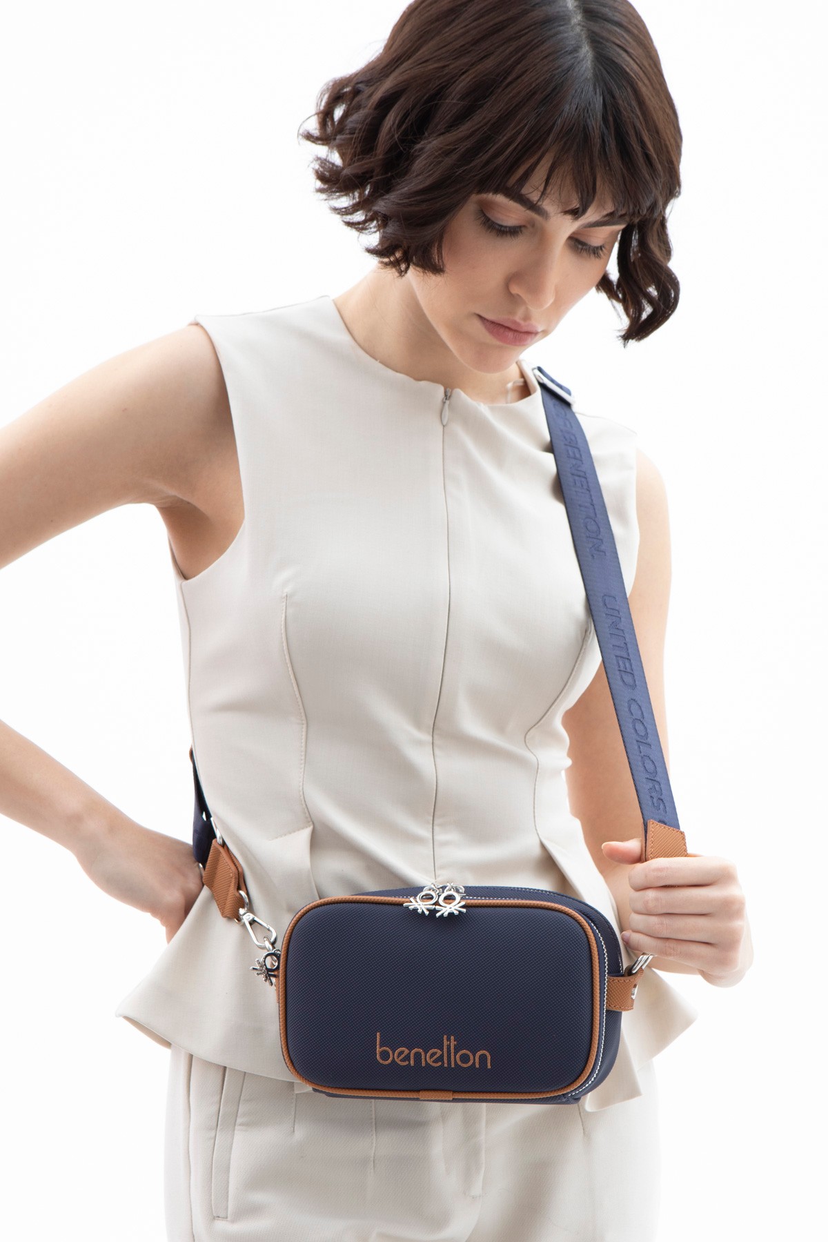 Benetton Kadın Çapraz Çanta BNT_1626 - Lacivert-Camel