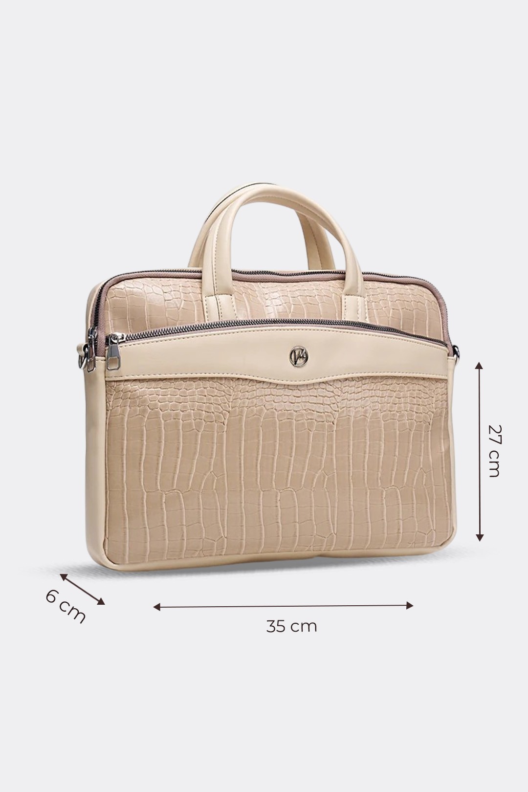Unisex 13" & 14" Laptop Evrak Çantası Bej Kroko
