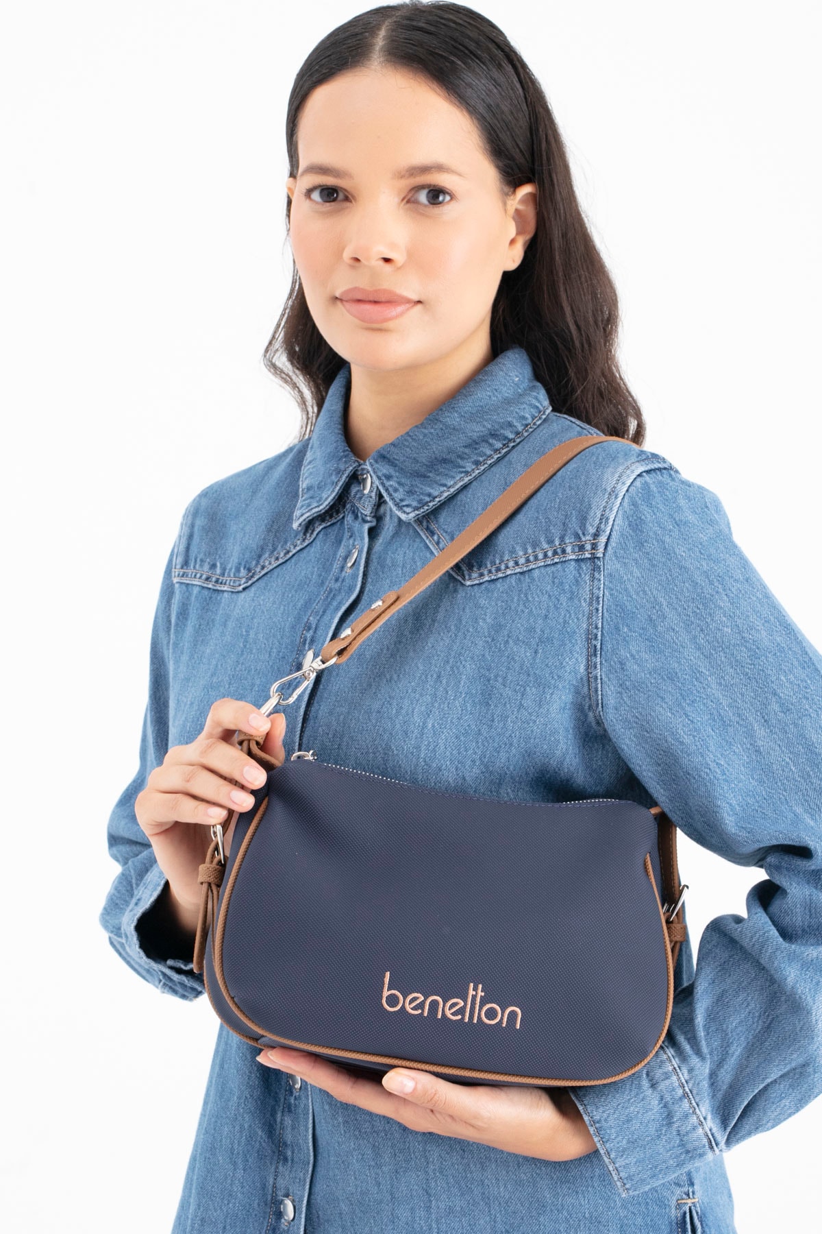 Benetton Kadın Omuz Çantası BNT_1699 - Lacivert-Camel