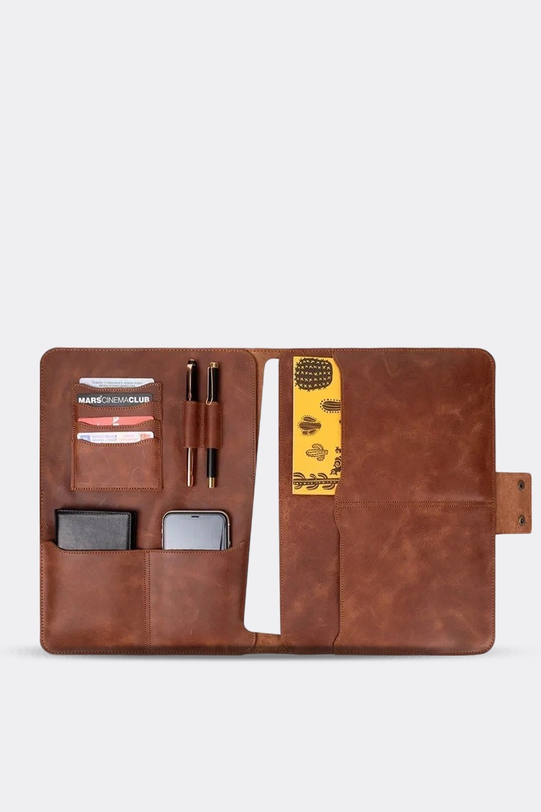Hakiki Deri Macbook Air Pro 13-14 İnç Organizer Evrak & Laptop & Tablet Çantası - Taba