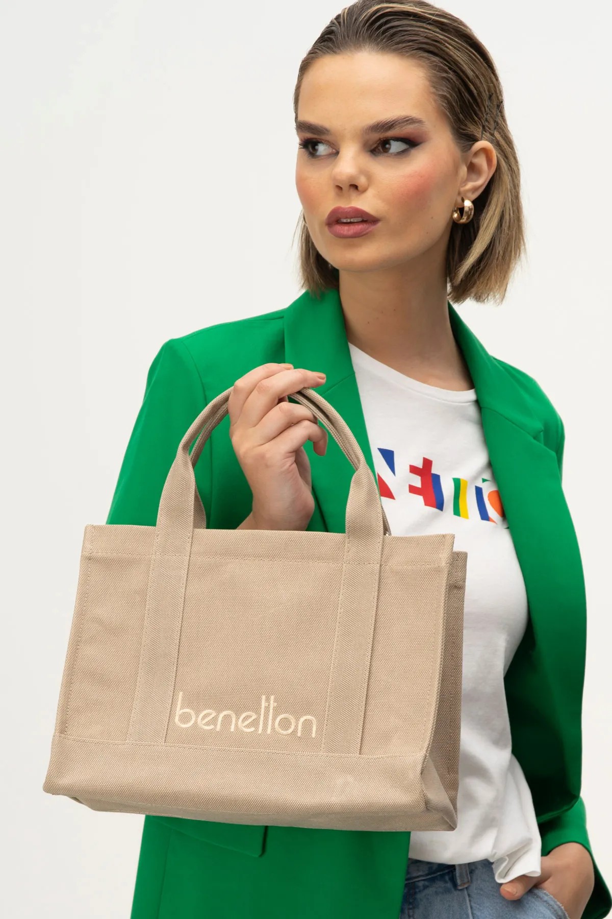 Benetton Kadın El Çantası - Kum