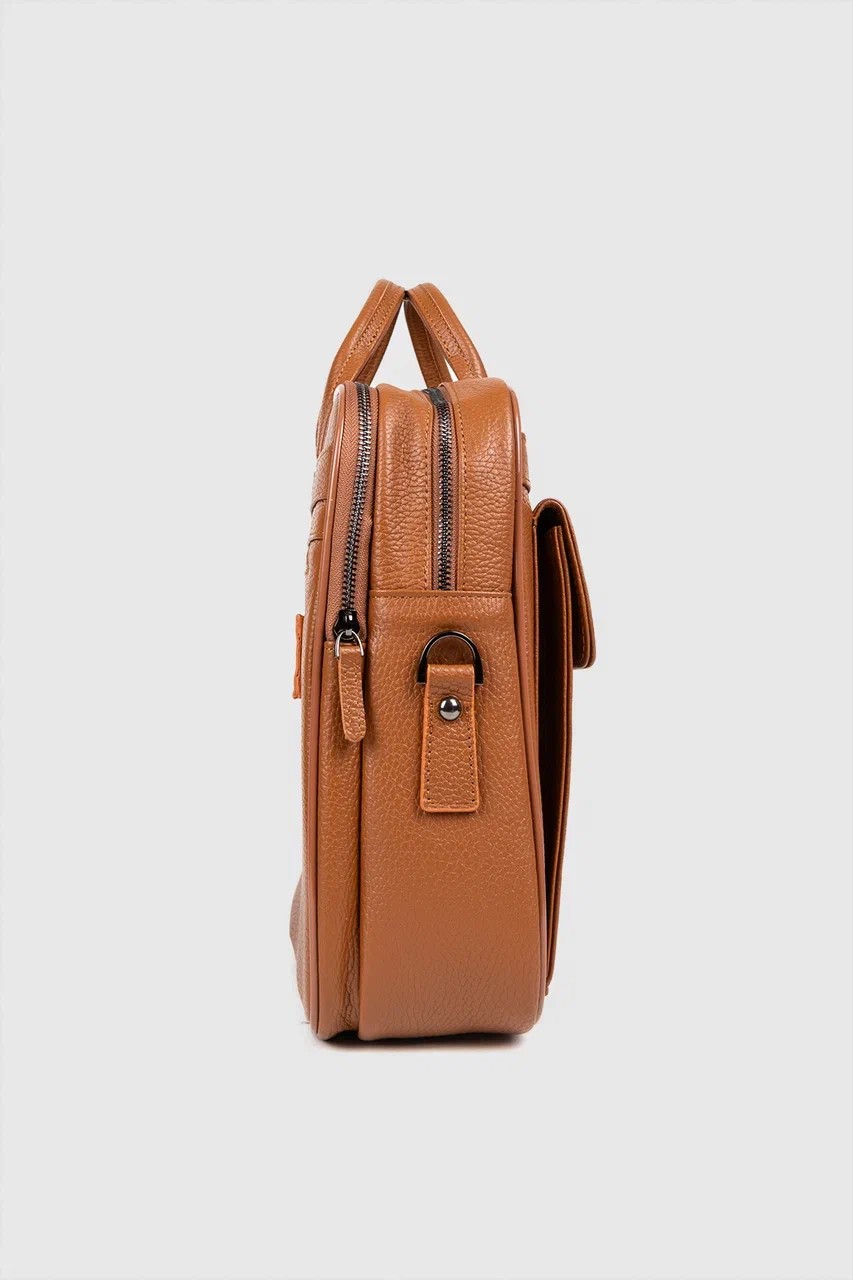 Hakiki Deri Unisex Evrak Çantası Laptop Bölmeli 16" & 17" Inç - Taba