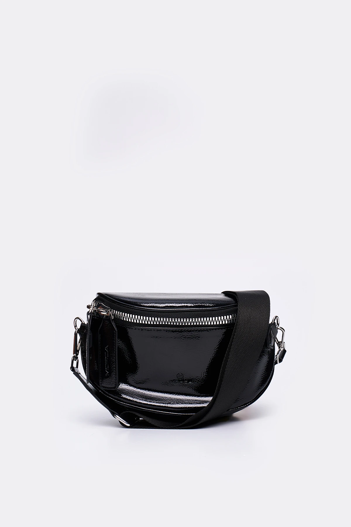 Çapraz Askılı Kadın Vücut Çantası & Body Bag - Siyah Rugan