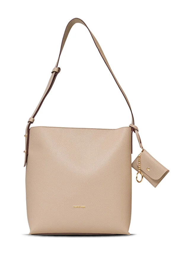 USPA Kadın Omuz Çantası US25545 - Bej-Bordo