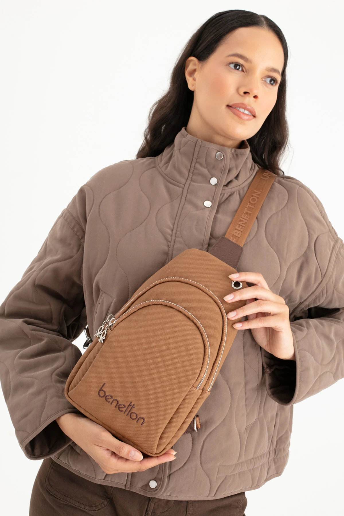 Benetton Kadın Vücut Çantası BNT_1652 - Taba-Kahve