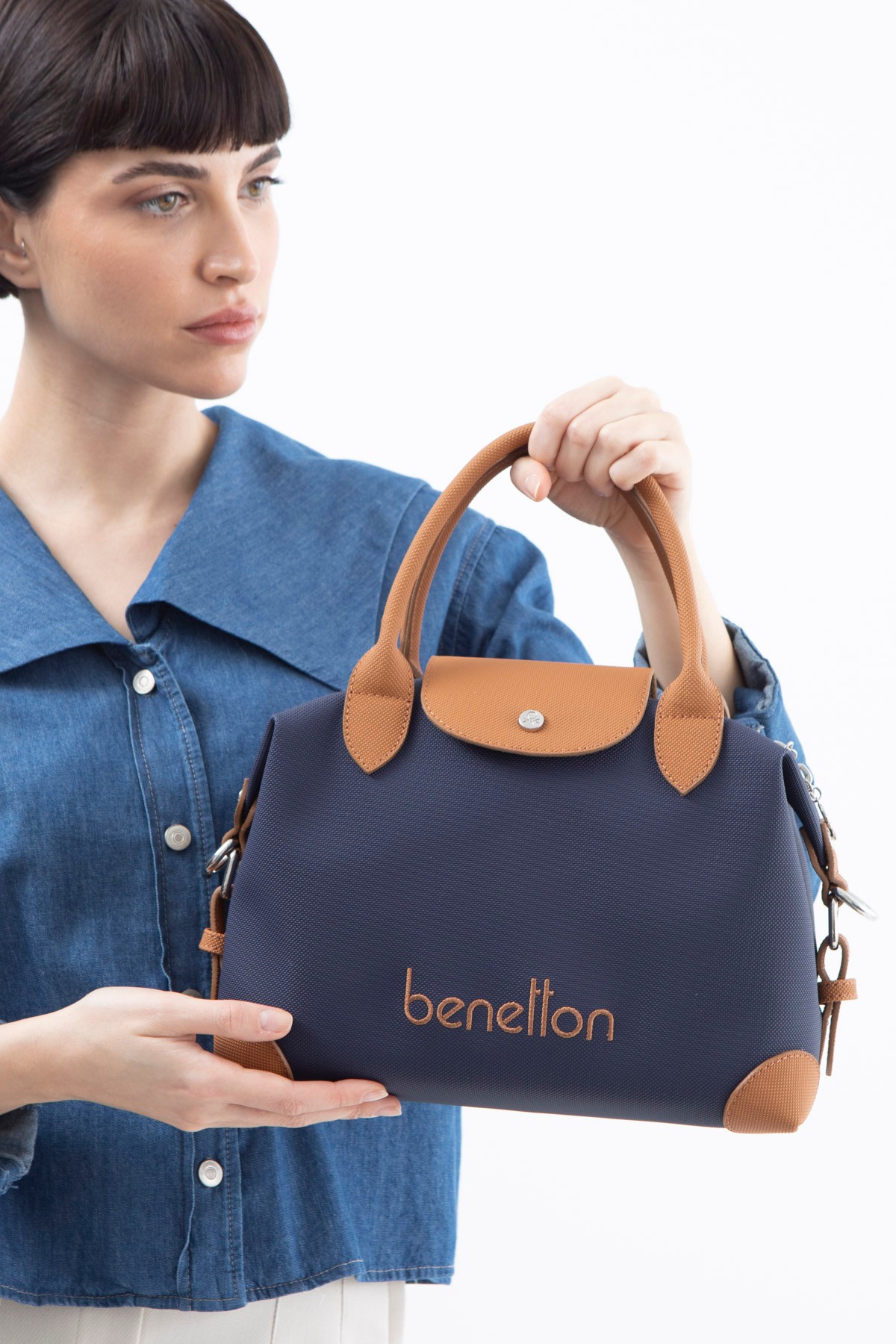Benetton Kadın Kol Çantası BNT_1623 - Lacivert-Camel