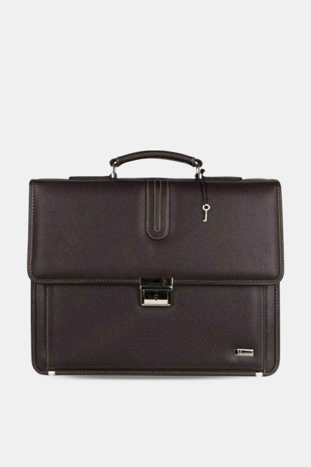 Klasik Kilitli Evrak Laptop Çantası - Kahverengi