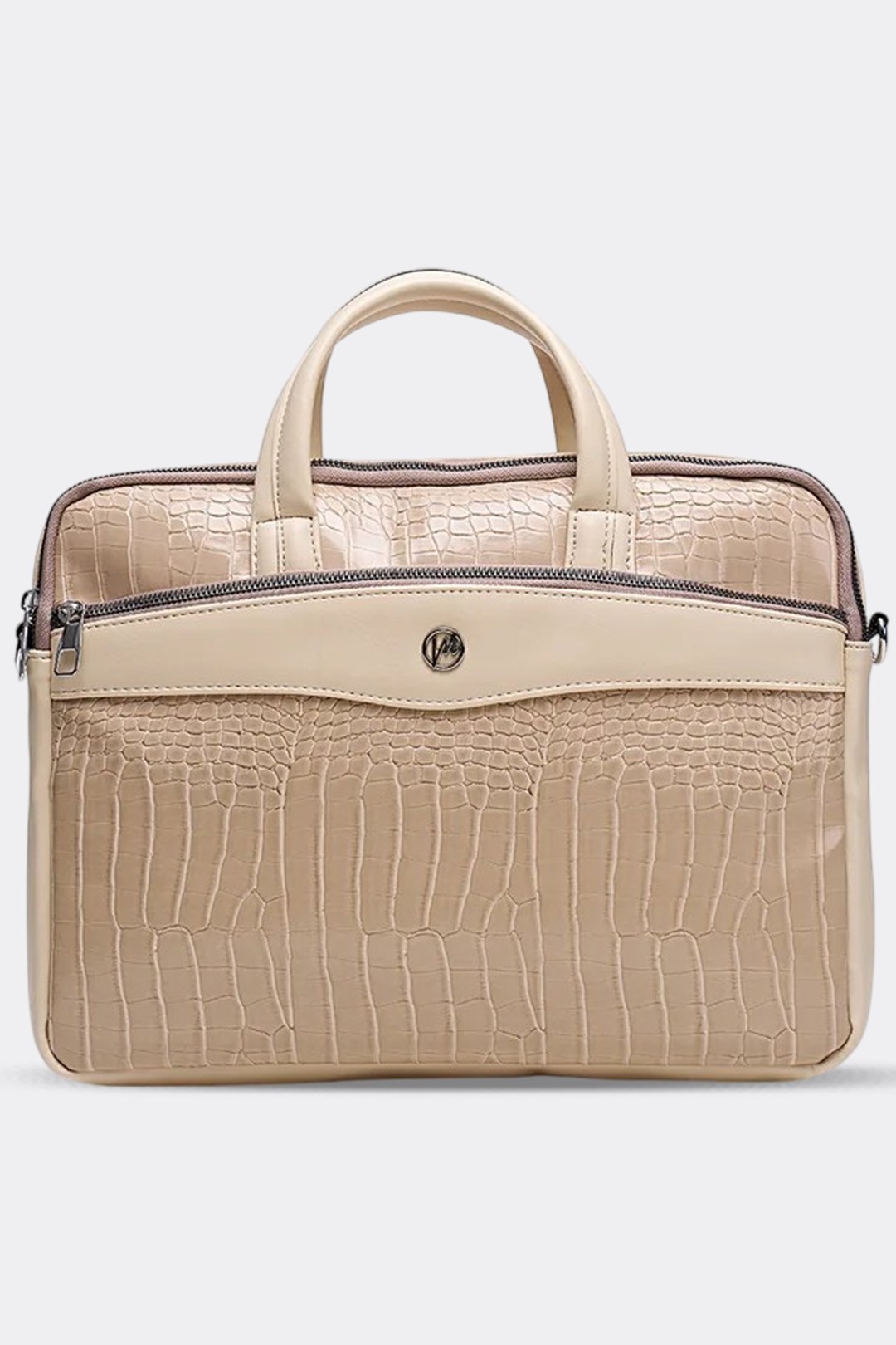 Unisex 13" & 14" Laptop Evrak Çantası Bej Kroko
