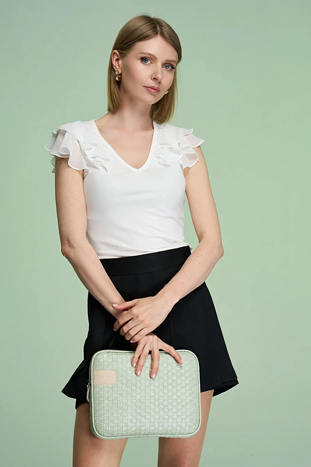 iPad Air Pro & Matepad & Galaxy & Tablet Kılıfı 11" İnç Hasır - Mint Yeşili