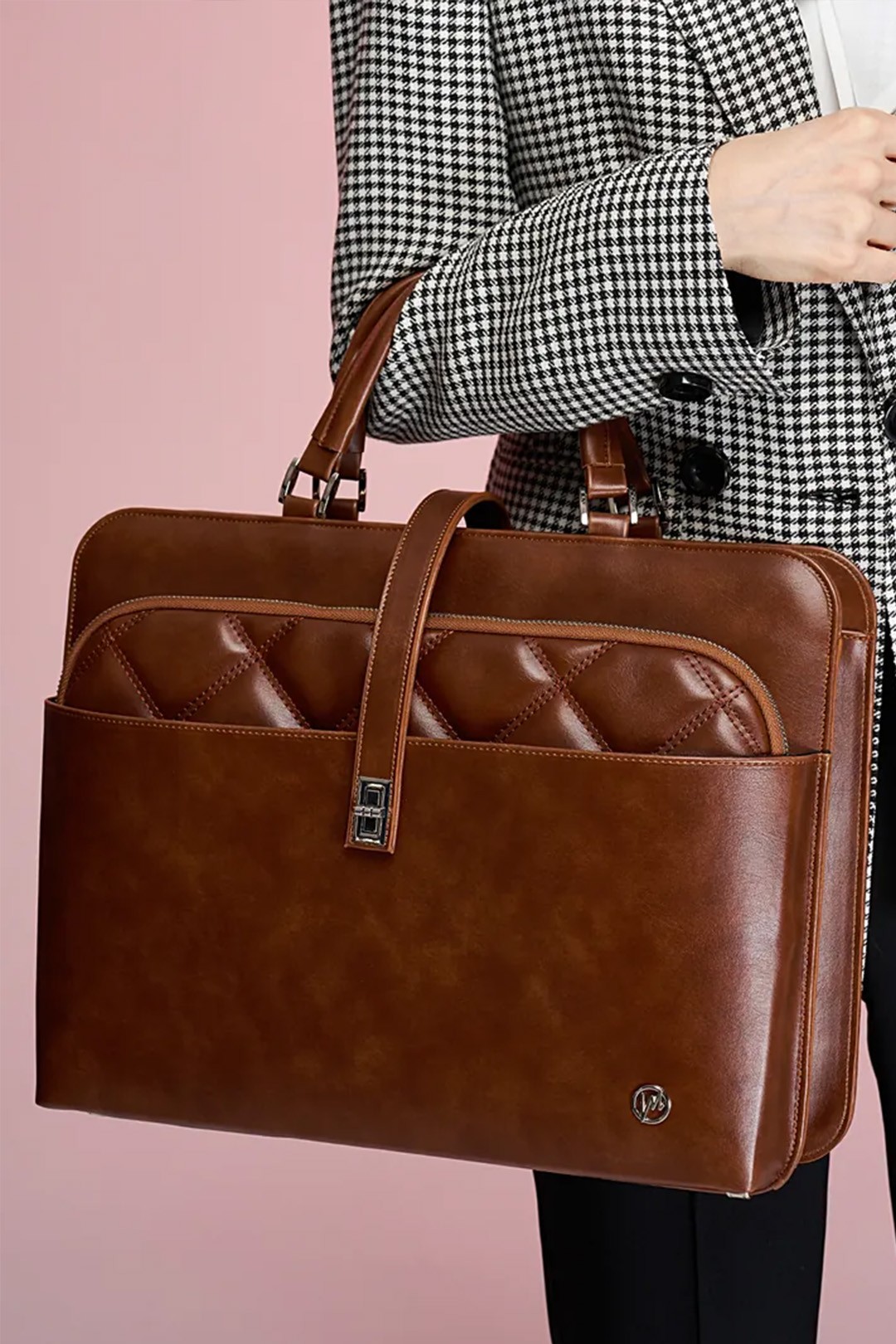 Kadın Evrak Laptop Çantası Kapitone - Taba