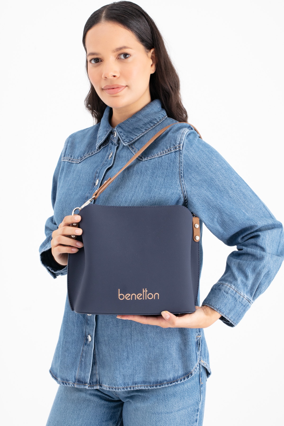 Benetton Kadın Kol Çantasın BNT_1688 - Lacivert-Camel