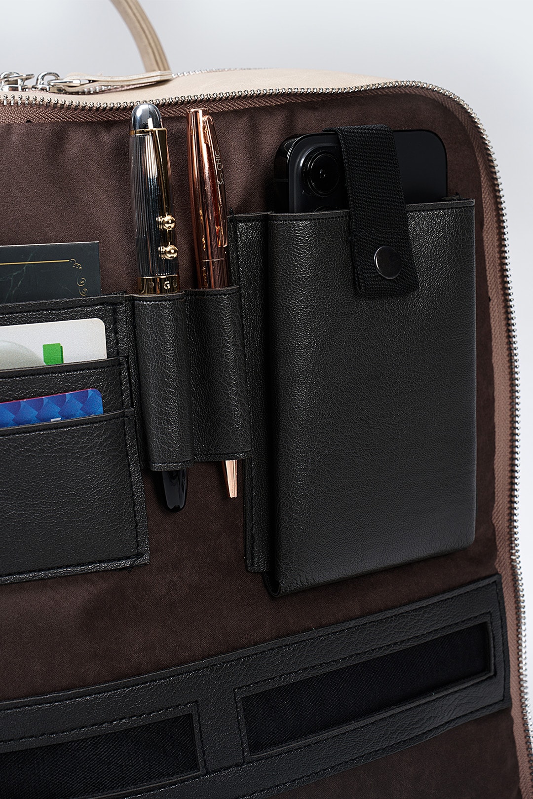 Organizer Premium Deri Sırt Laptop Çantası Unisex - Crazy Bej
