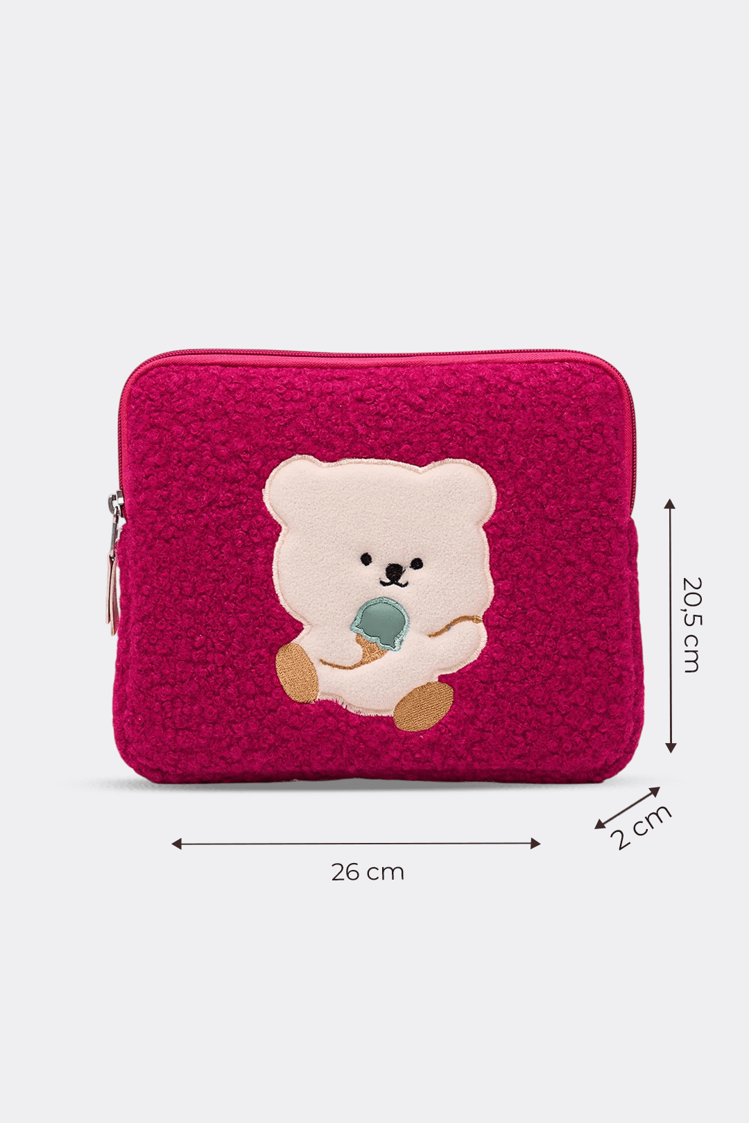 Teddy Bear Tablet Kılıfı 10” & 11” İnç Uyumlu  - Fuşya