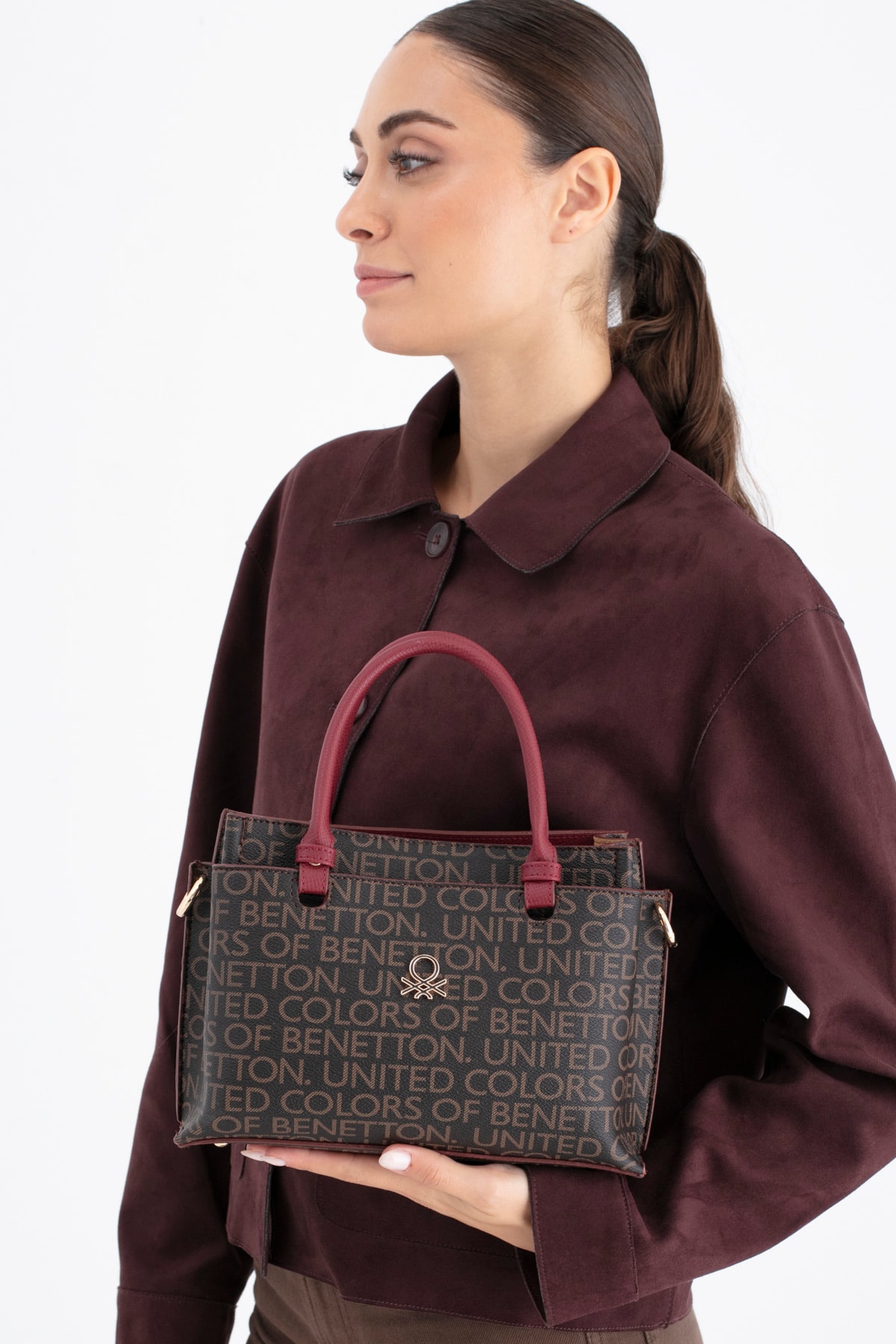 Benetton Kadın El Çantası BNT_1693 - Kahve-Bordo