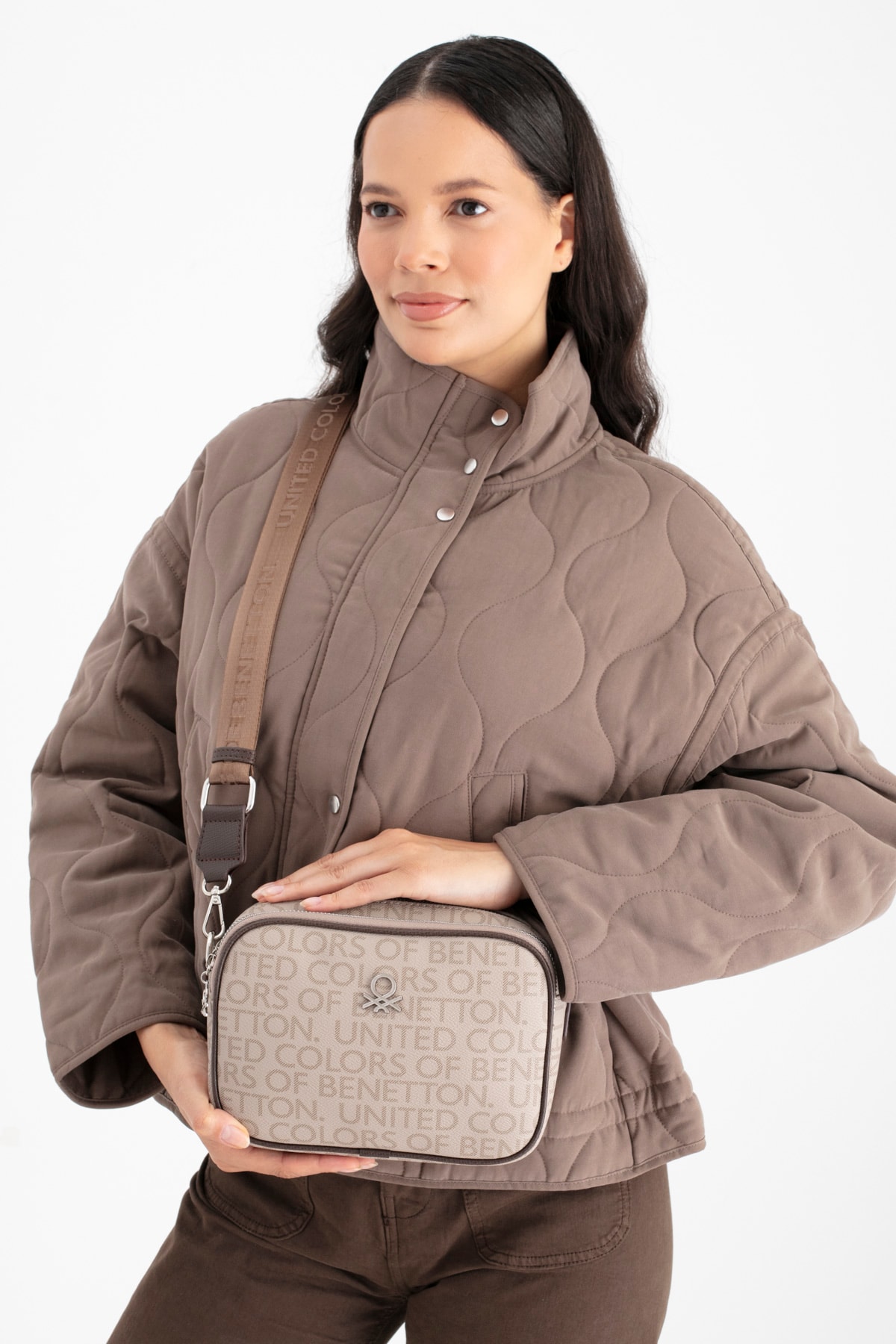 Benetton Kadın Çapraz Çantası BNT_1696 - Taş-Kahve