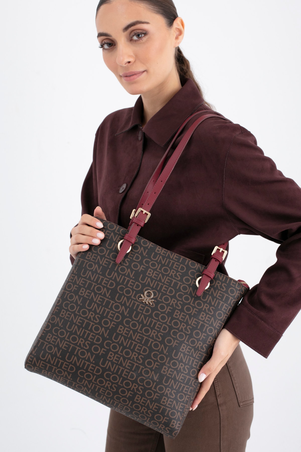 Benetton Kadın Omuz Çantası BNT_1700 - Kahve-Bordo
